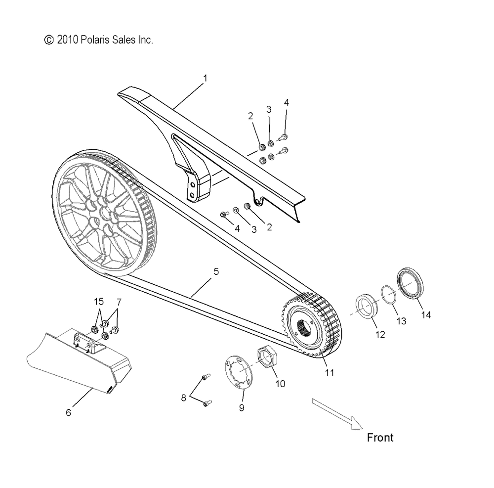 Drive train drive sprocket and belt and guards - v12wb36na