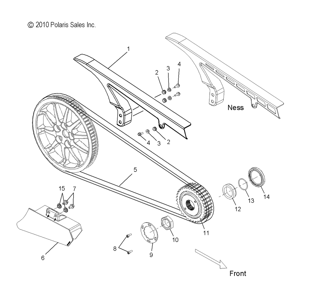 Drive train drive sprocket and belt and guards - v12gb36_ga36_zb36