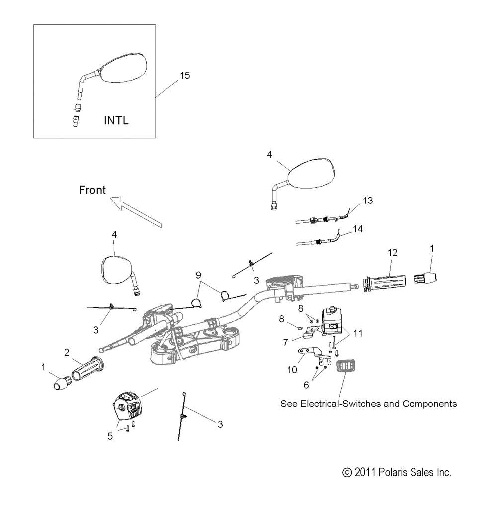 Steering handlebar asm. and controls - v14ba36_bw36 all options