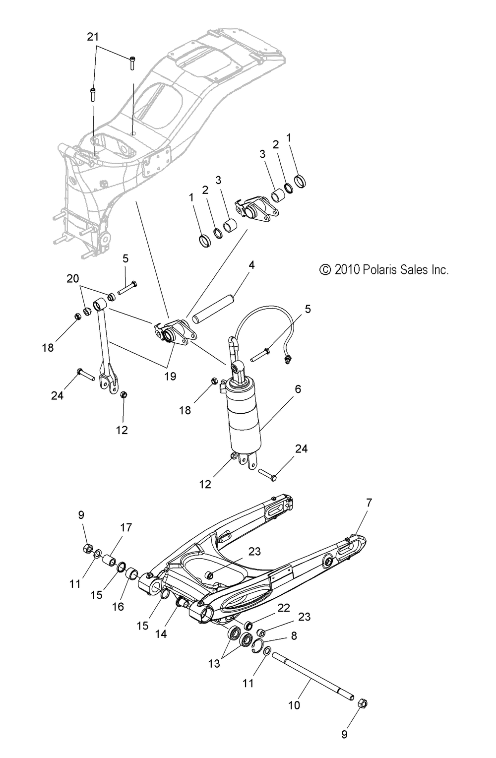 Suspension rear asm. swing arm and shock - v1ba36_bw36 all options