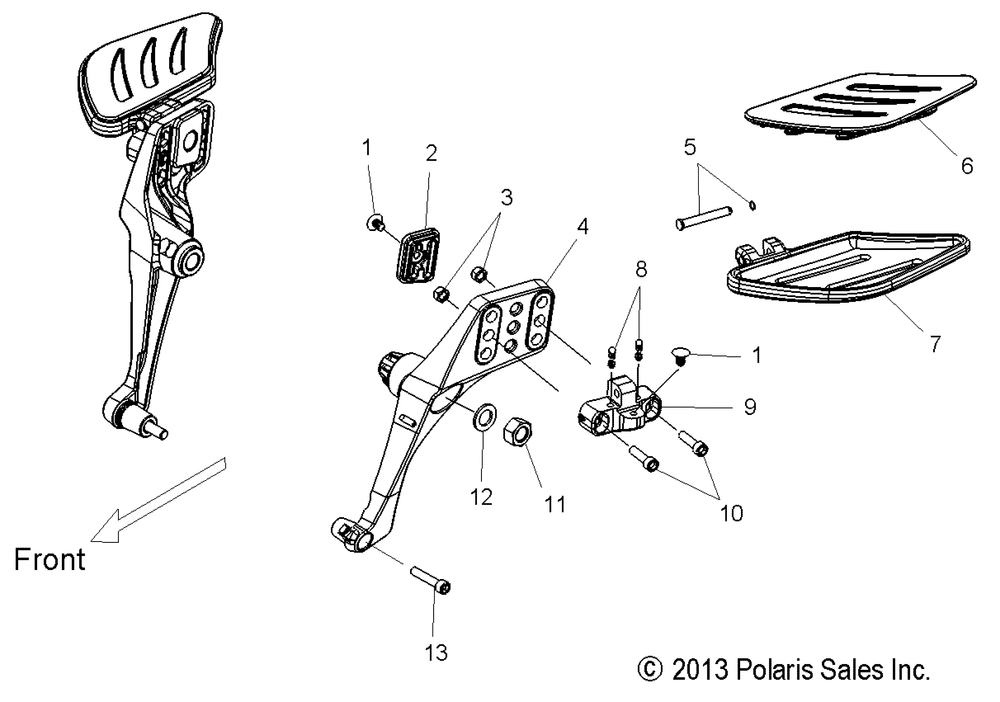 Chassis floorboard_footpeg passenger - v14da_db_dw_tw_zw36