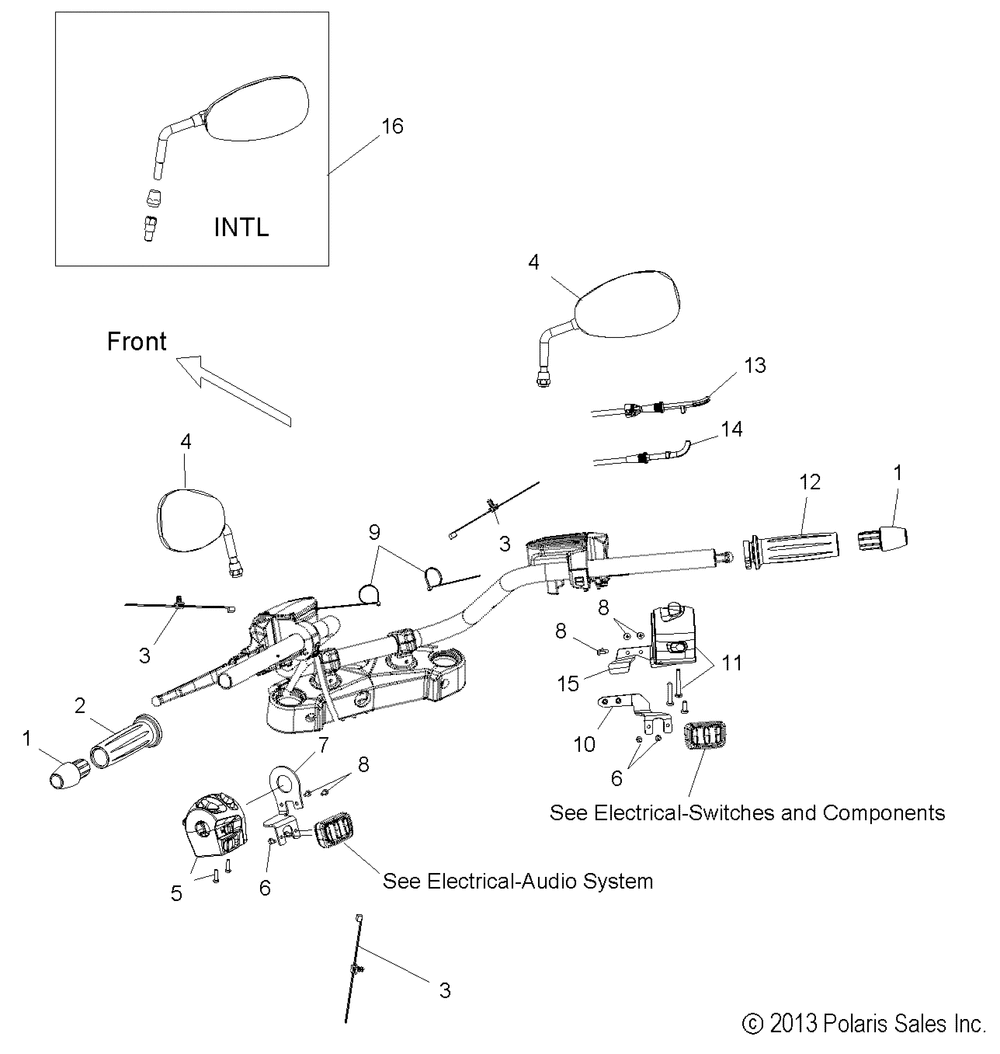 Steering handlebar asm. and controls - v14da_db_dw_tw_zw36