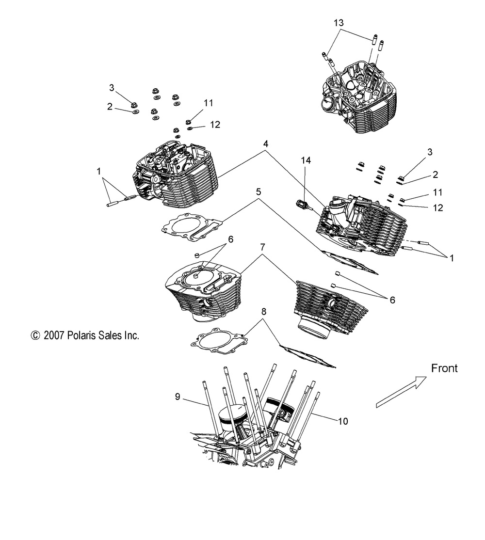 Engine cylinder and head - v14rb36 all options