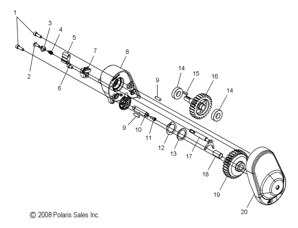 Drive train upper reverse drive asm. - v09sb36_sc36_sd36_sz36