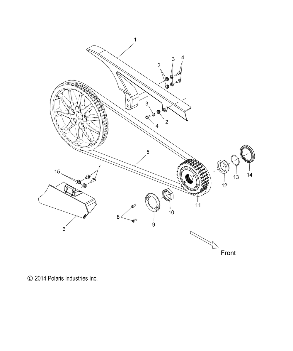 Drive train drive sprocket belt and guards - v15wb36_ww36 all options