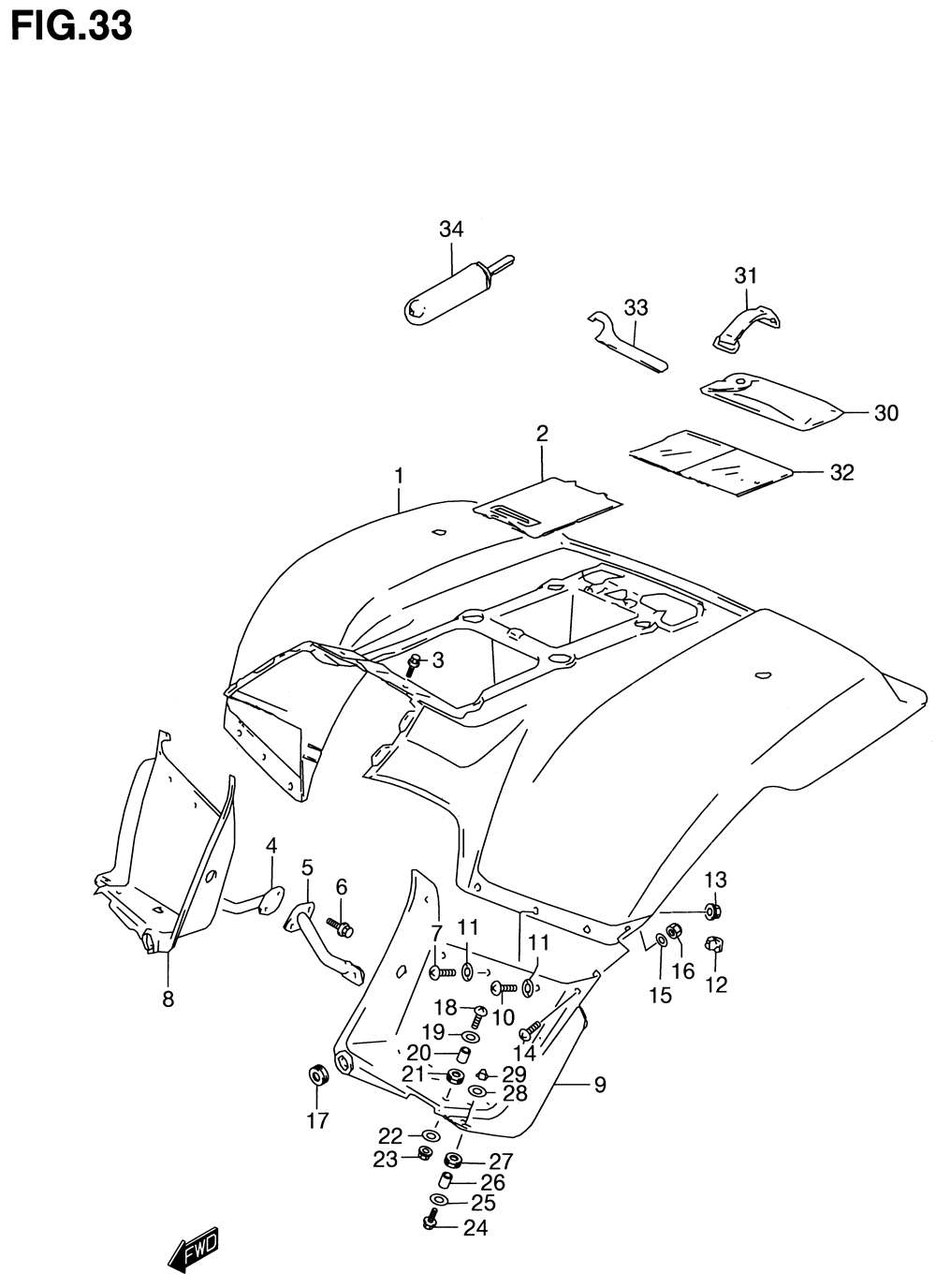 Rear fender (model v_w_x_y)