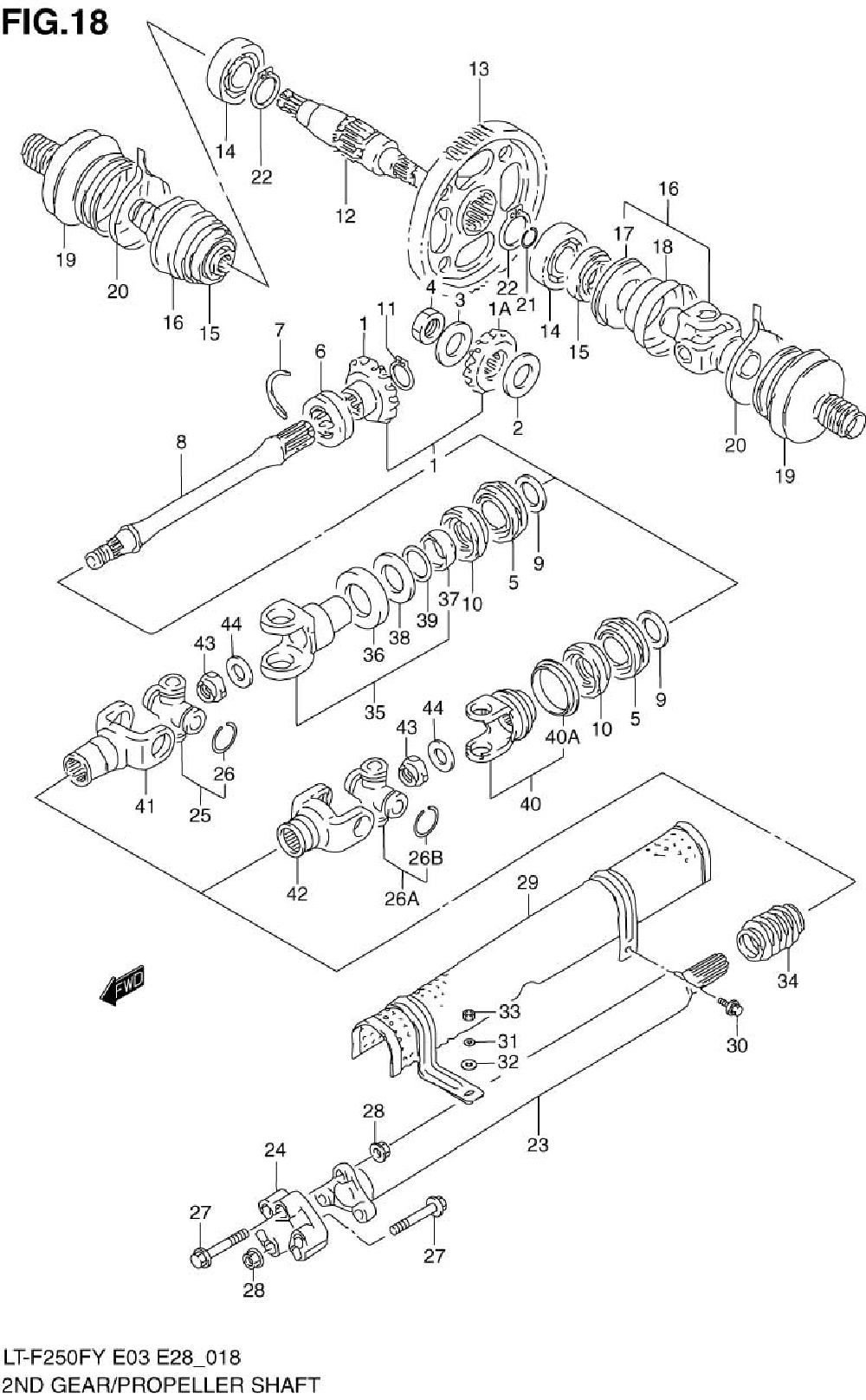 Secondary gear - propeller shaft