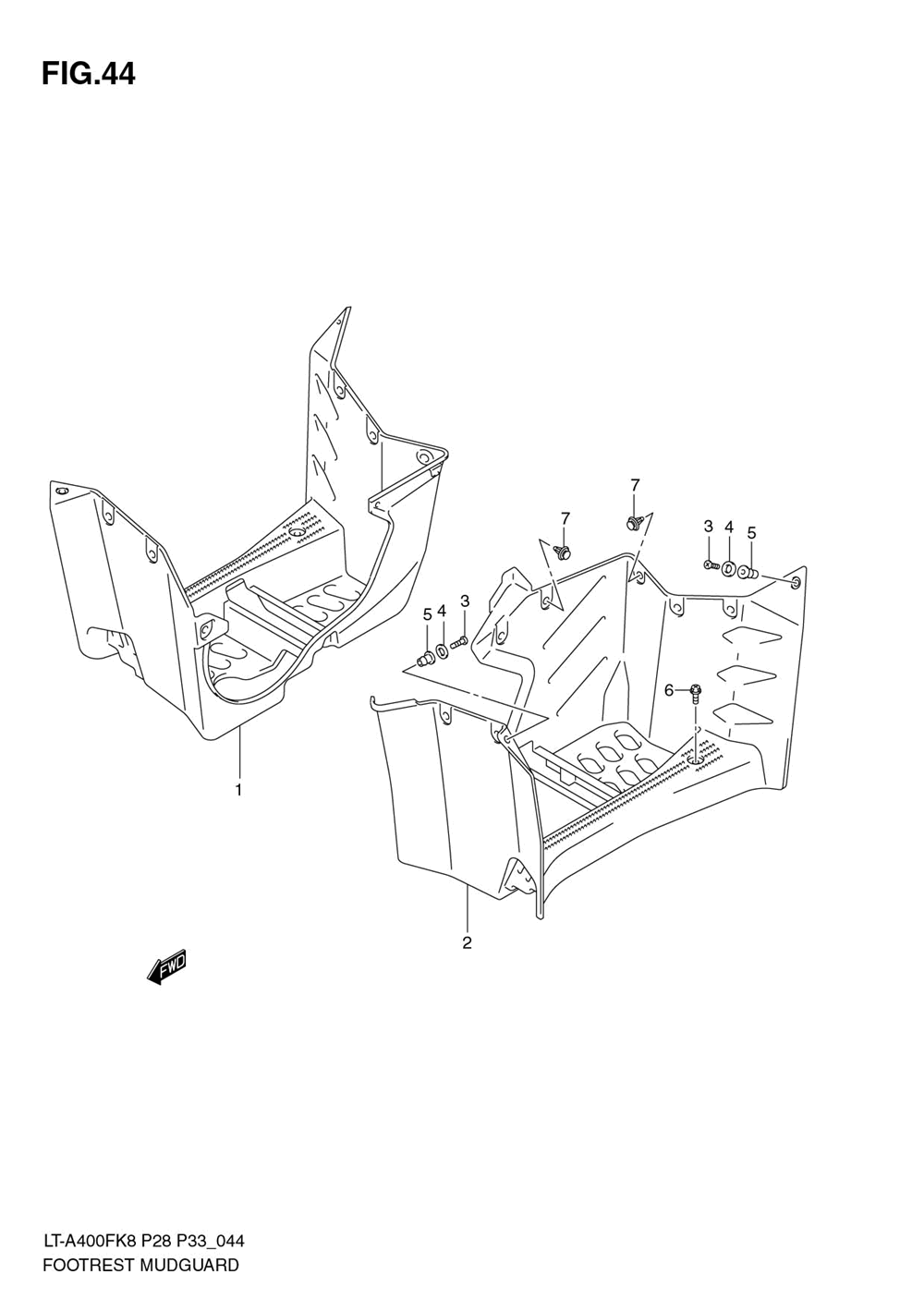 Footrest mudguard