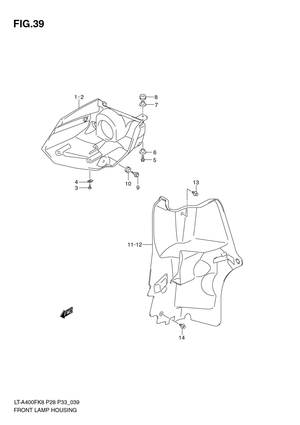 Front lamp housing