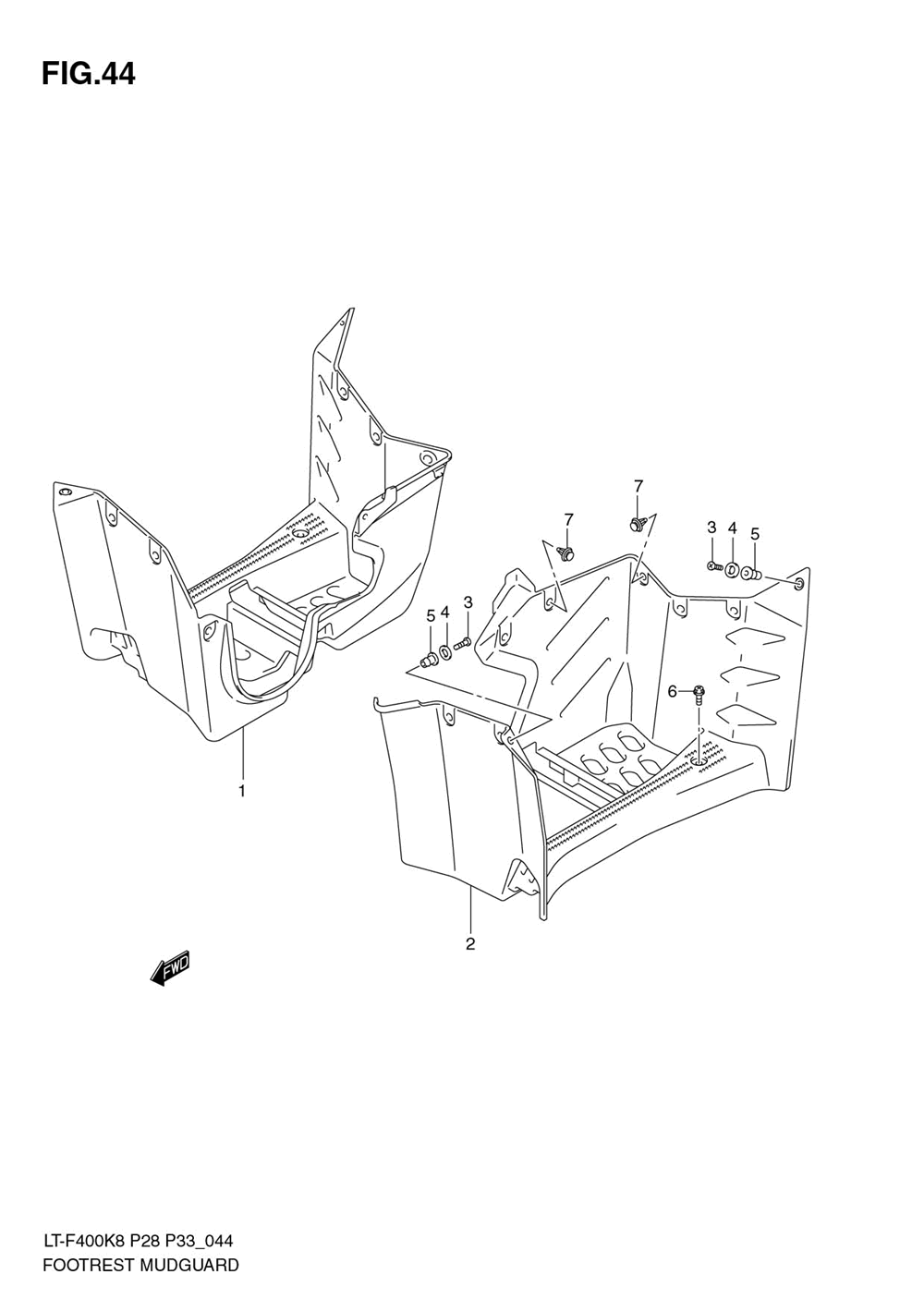 Footrest mudguard