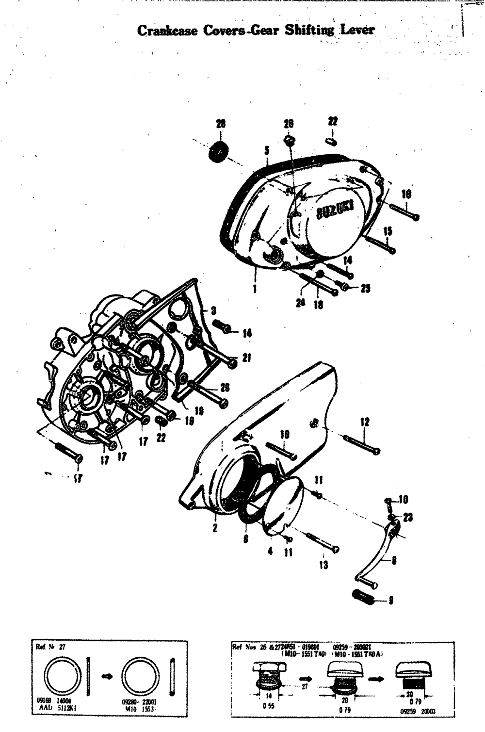 Crankcase covers-gear shifting lever