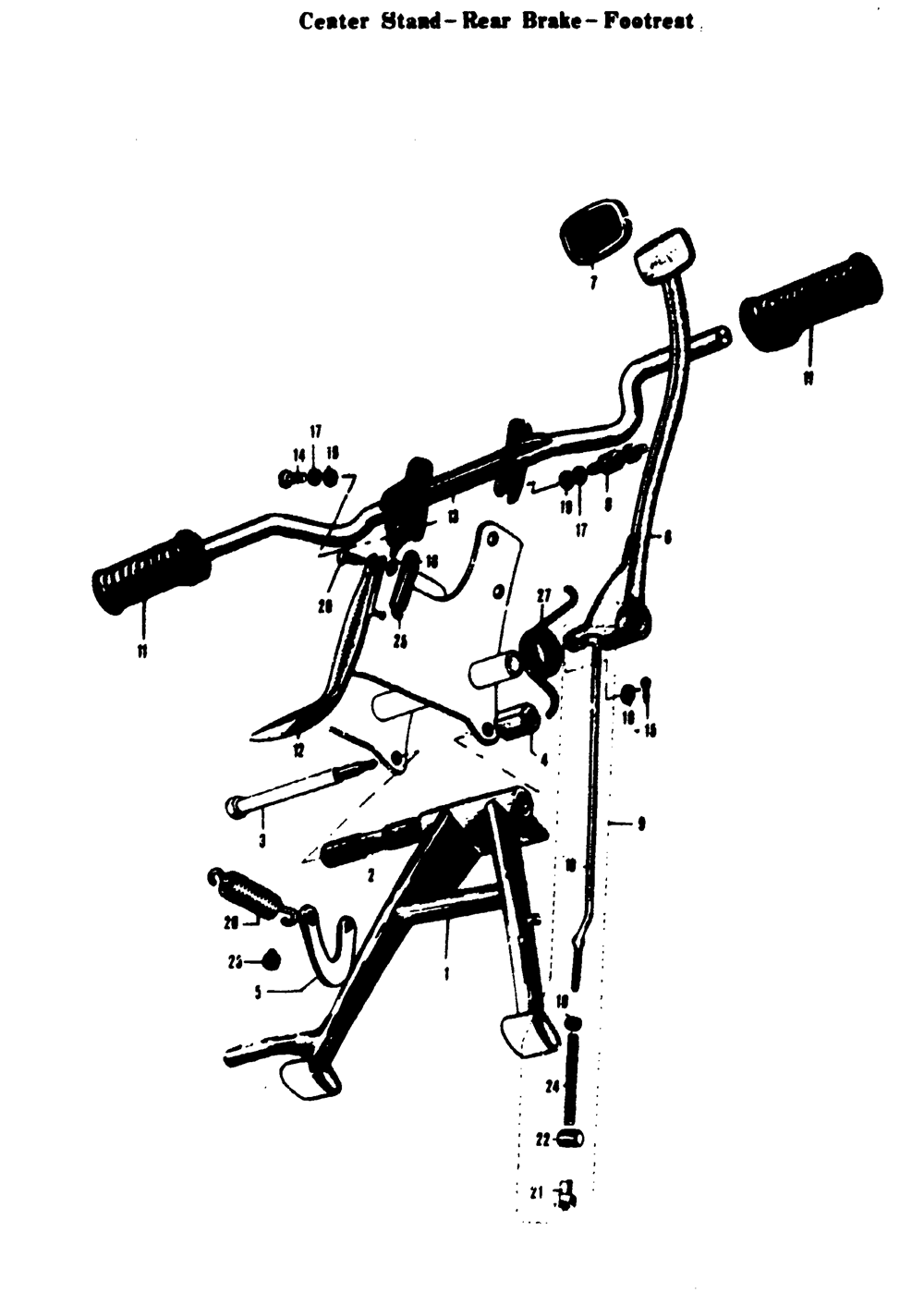 Center stand-rear brake-footrest