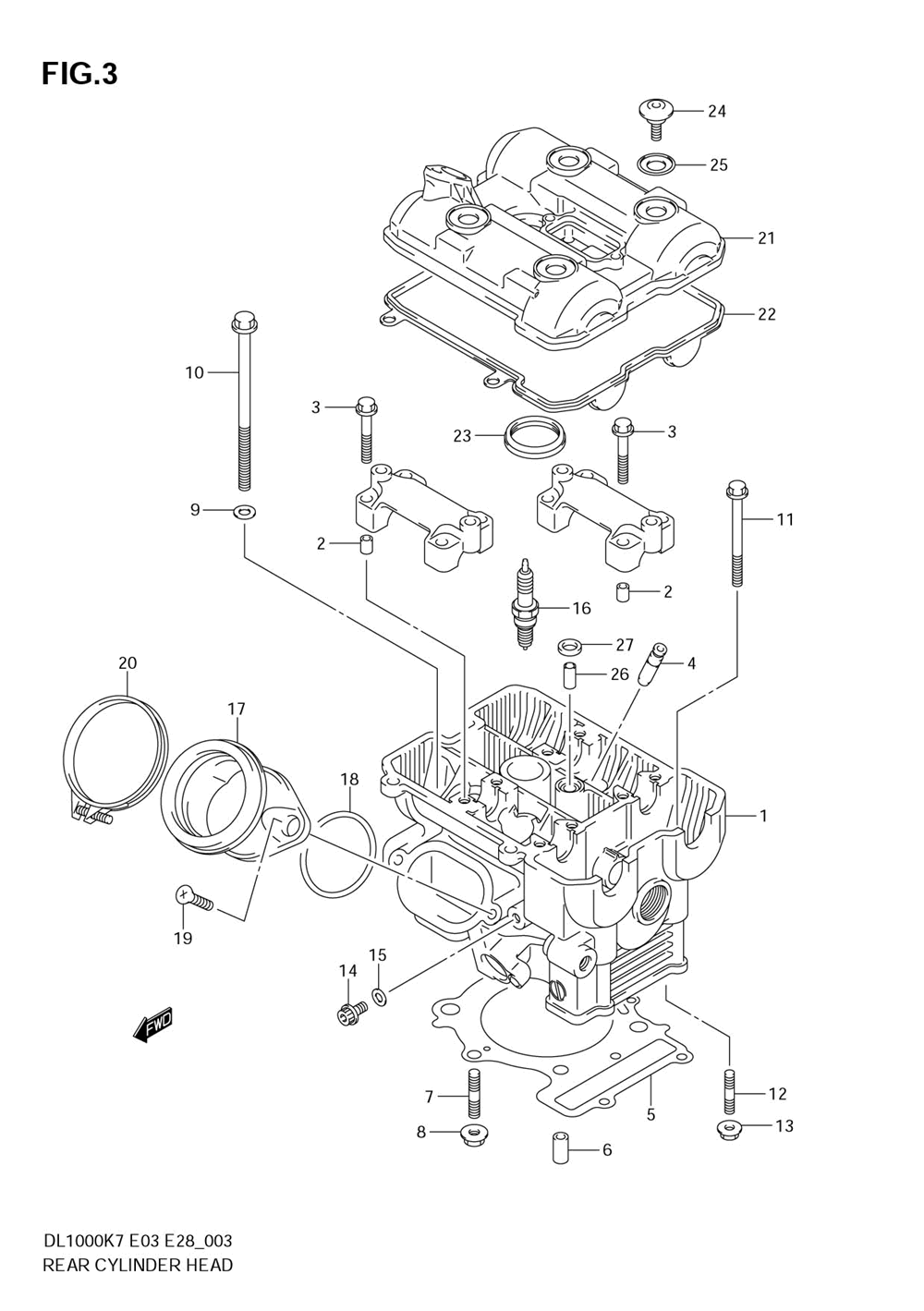 Rear cylinder head