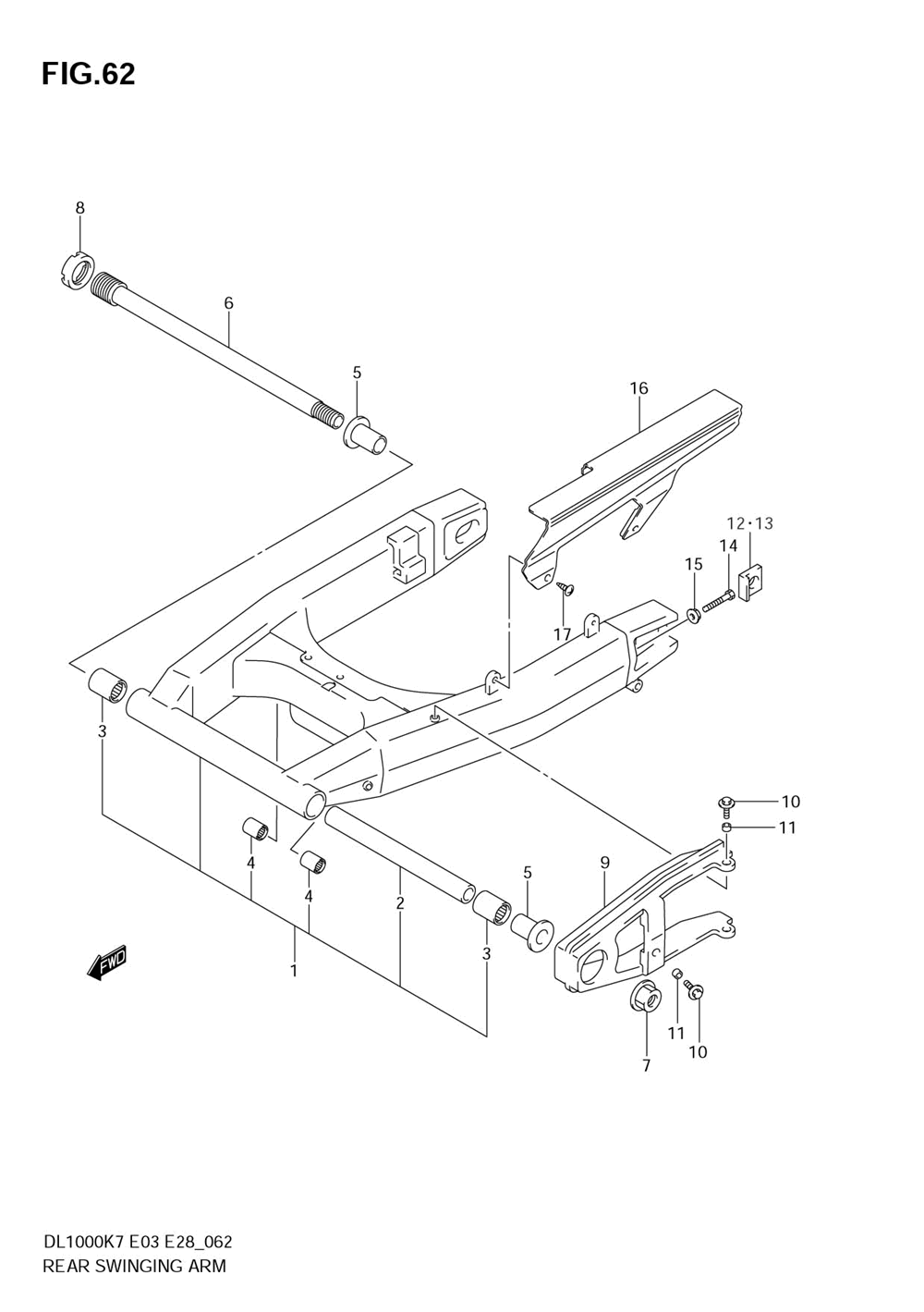 Rear swinging arm