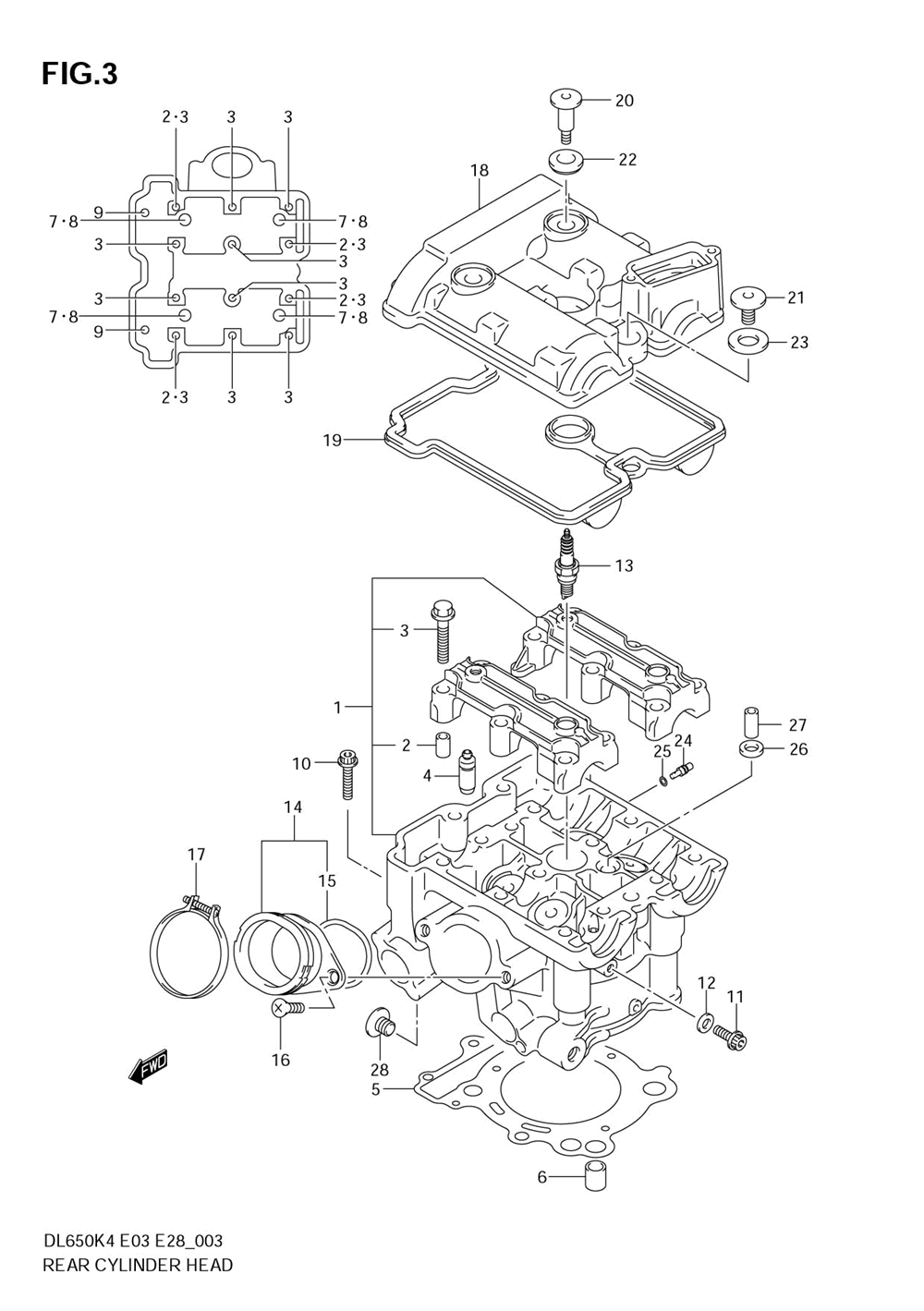 Rear cylinder head