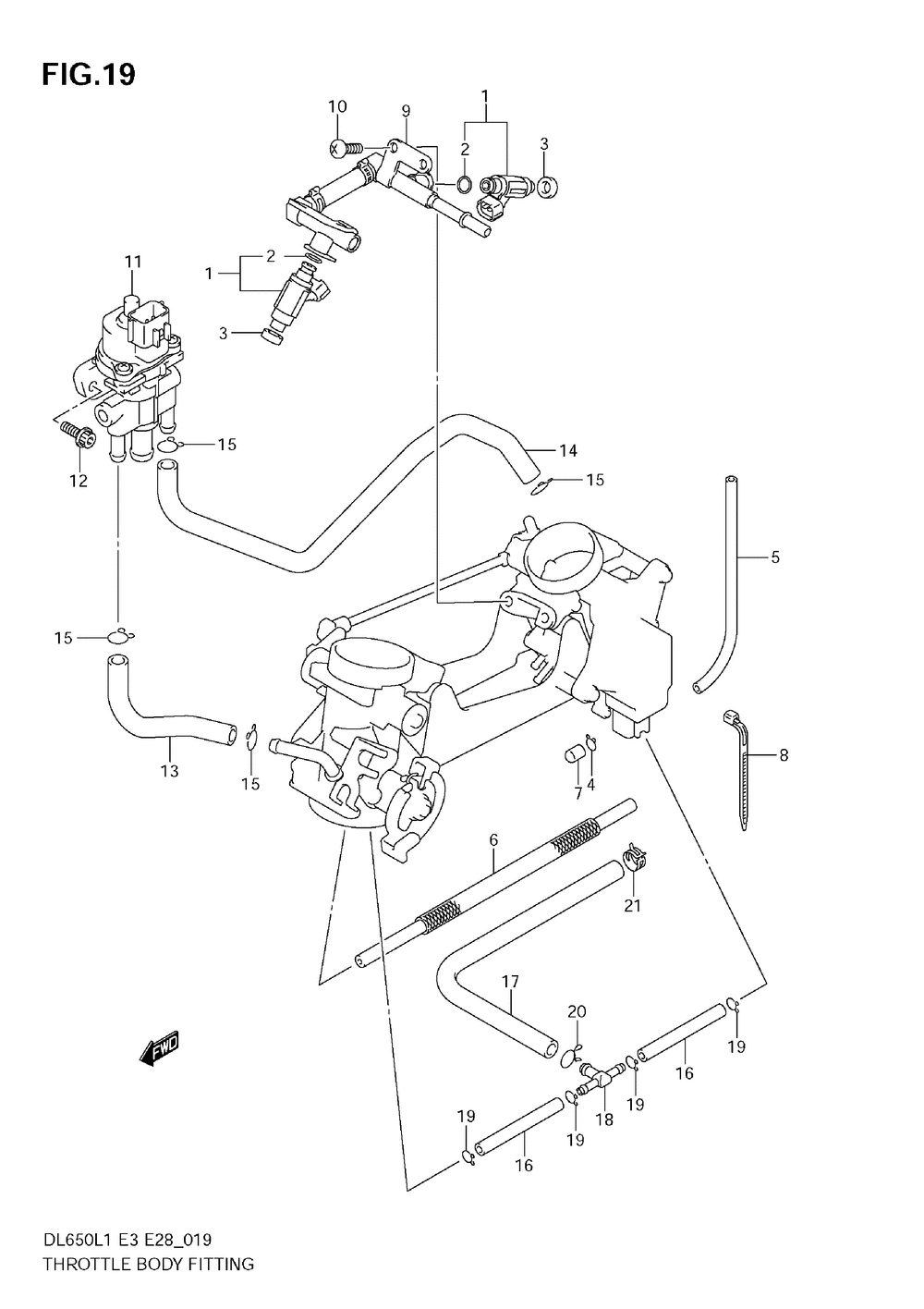 Throttle body fitting (dl650 l1 e33)