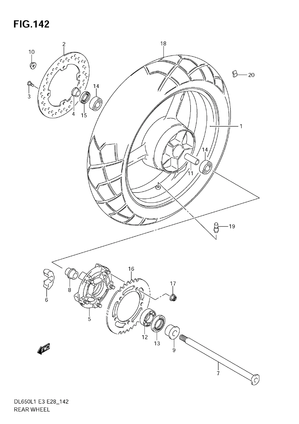 Rear wheel (dl650 l1 e3)