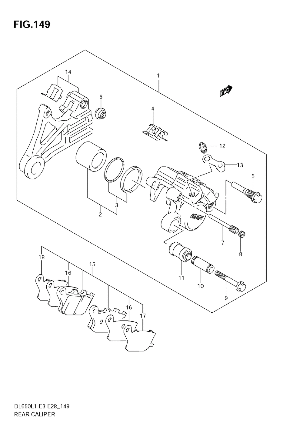 Rear caliper (dl650 l1 e28)