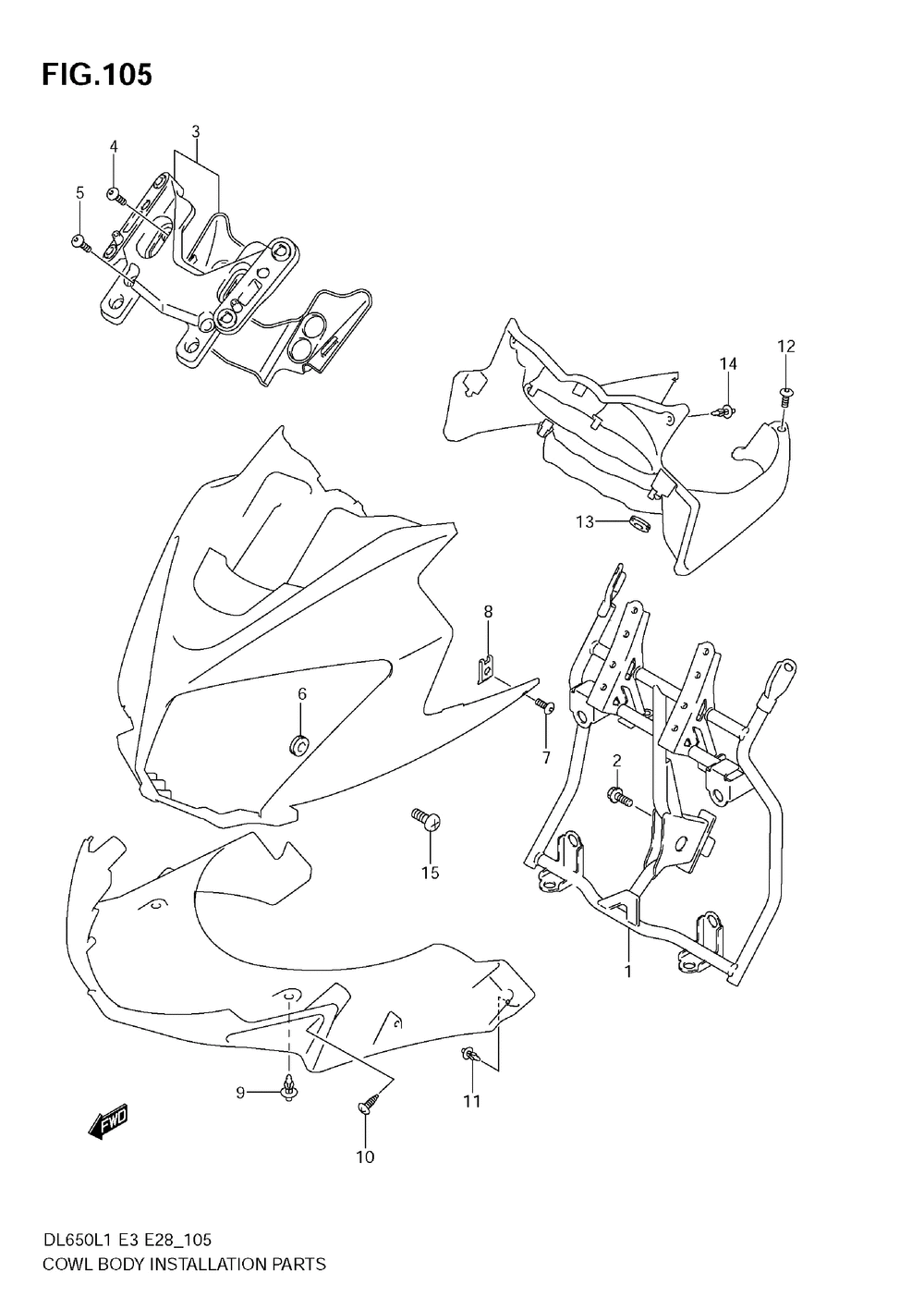 Cowl body installation parts