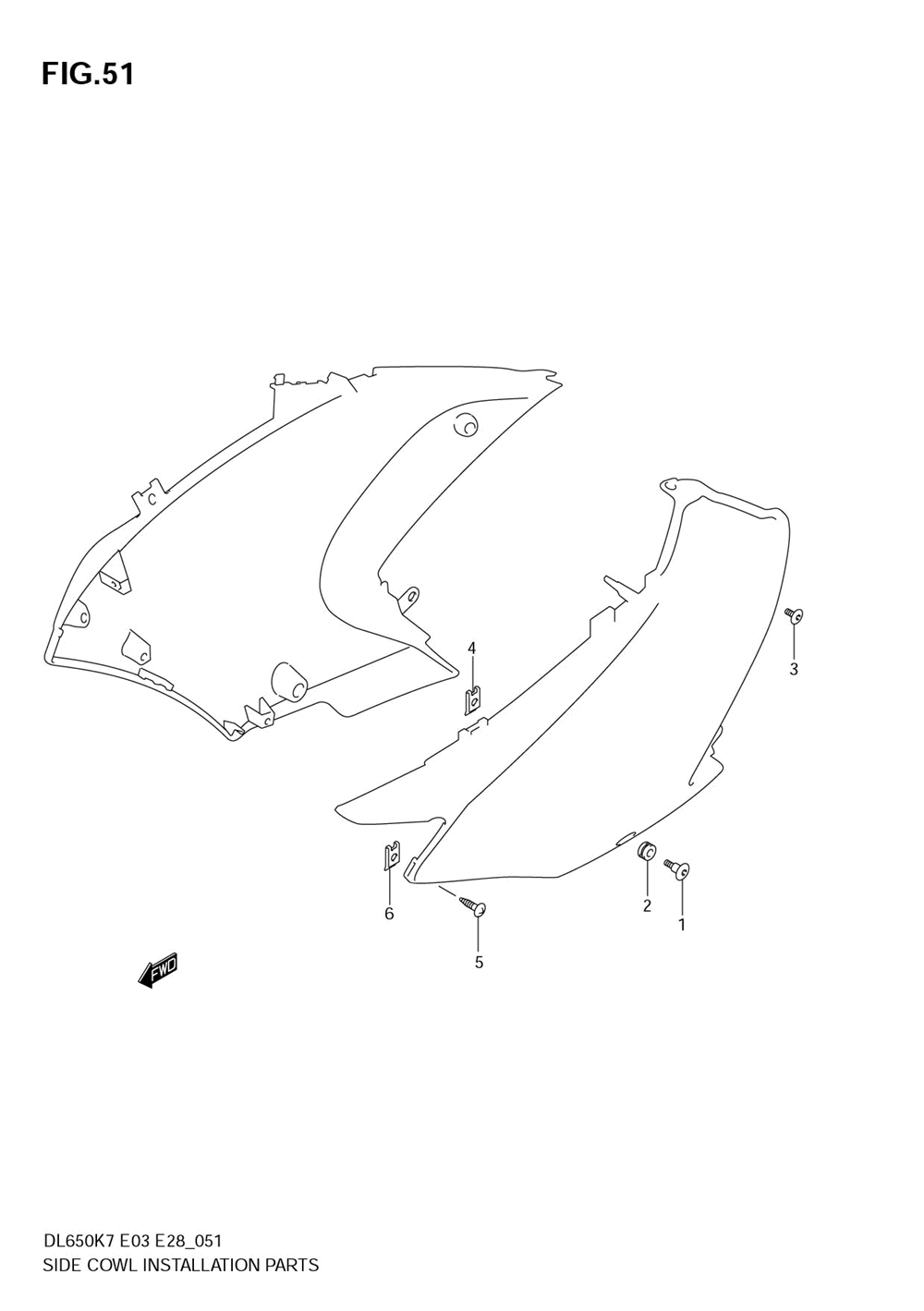 Side cowling installation parts