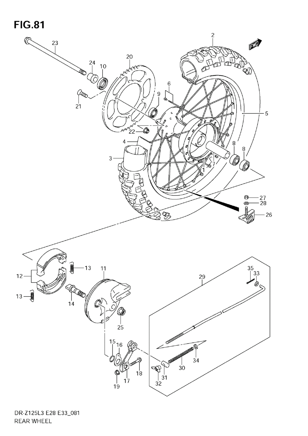 Rear wheel (dr-z125ll3 e28)