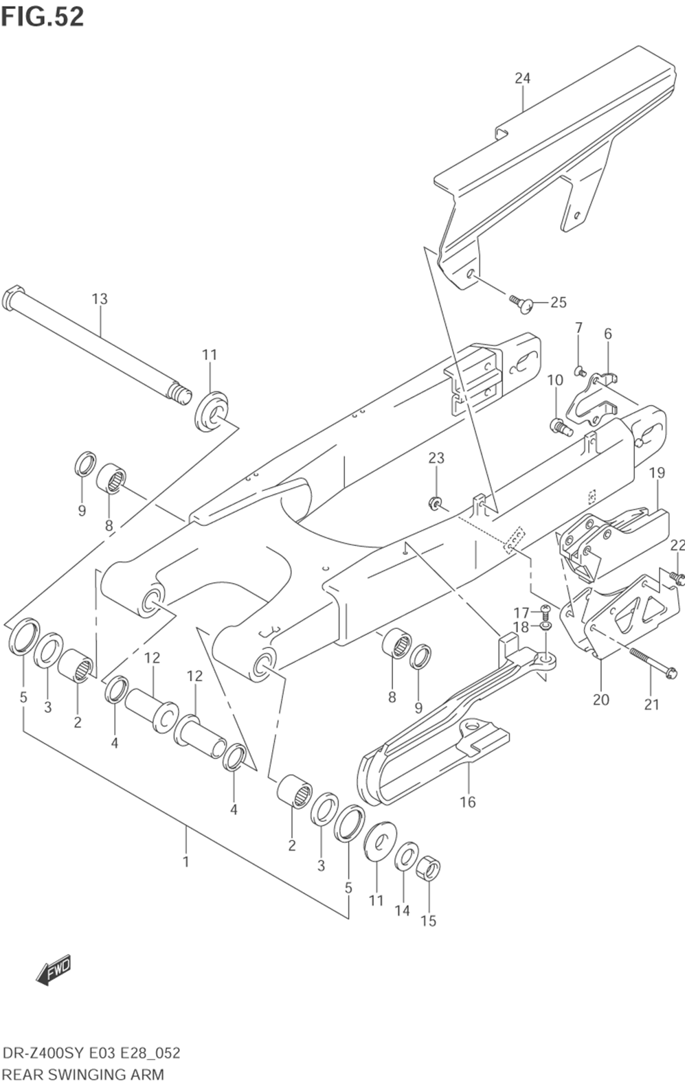 Rear swinging arm