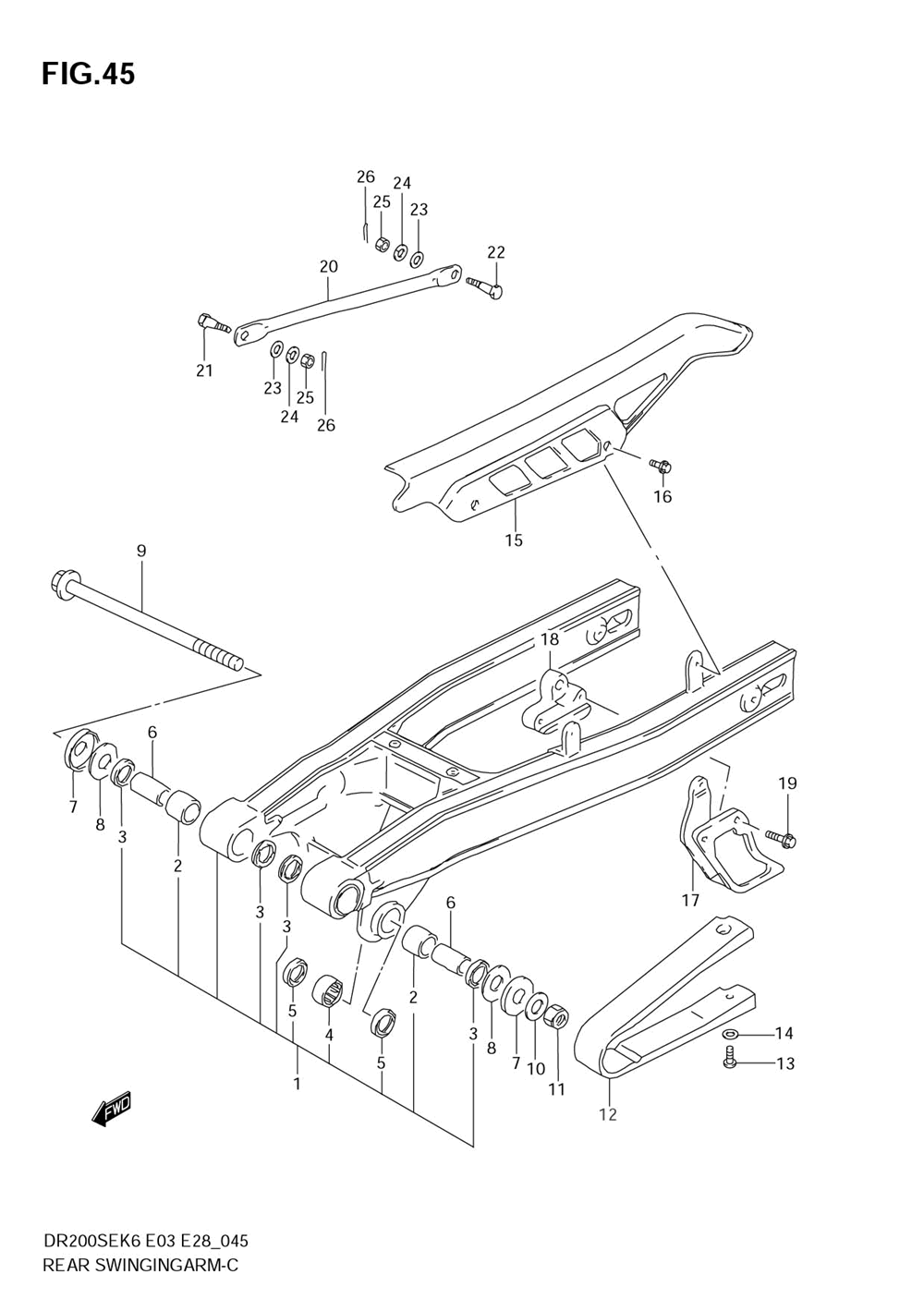 Rear swinging arm