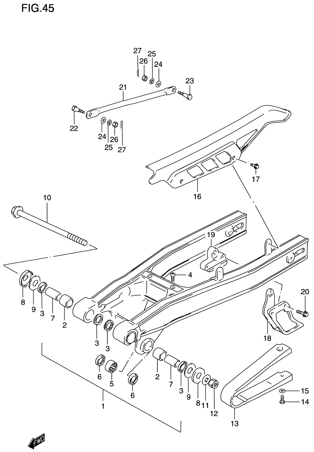 Rear swinging arm