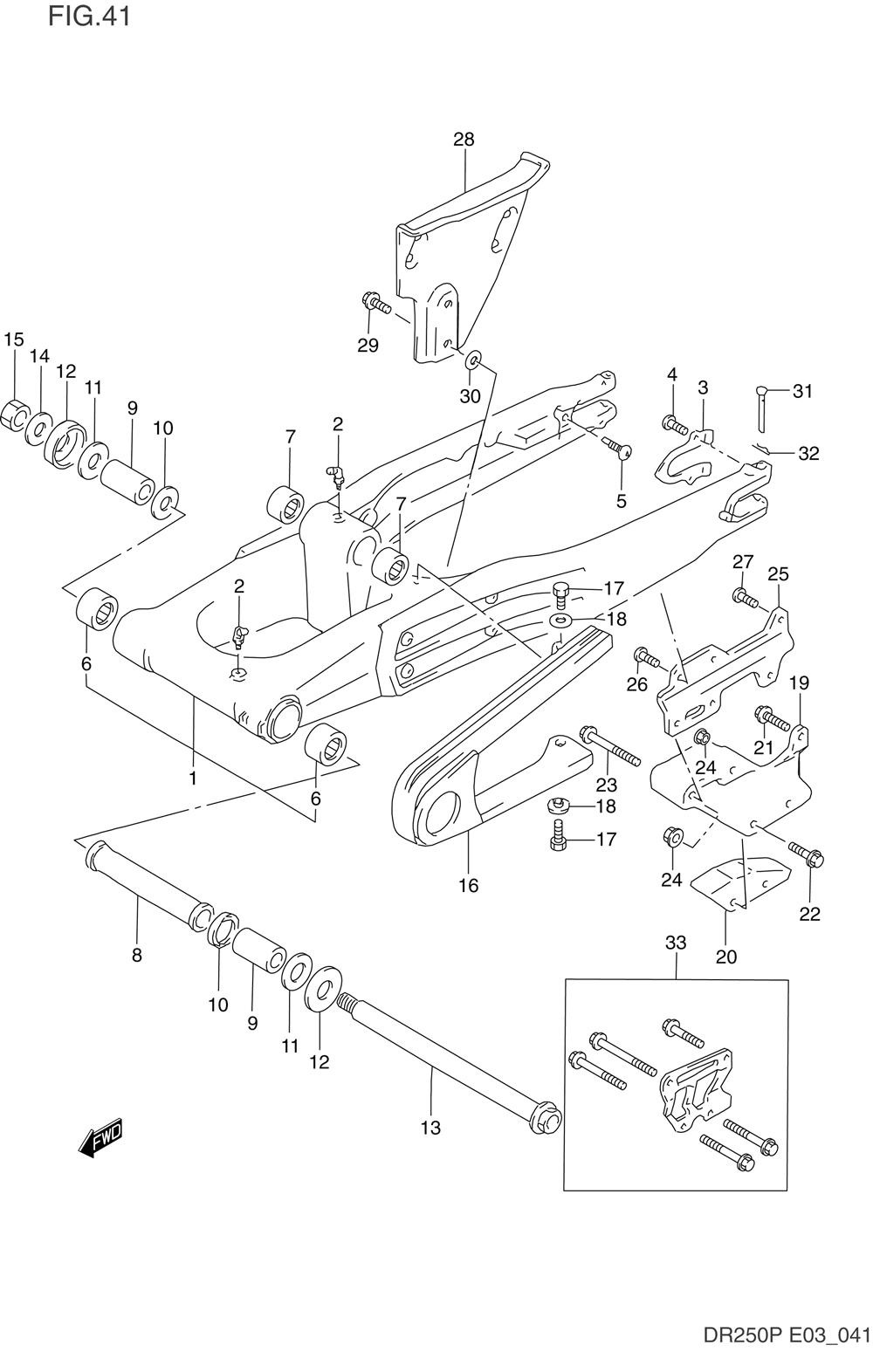 Rear swinging arm