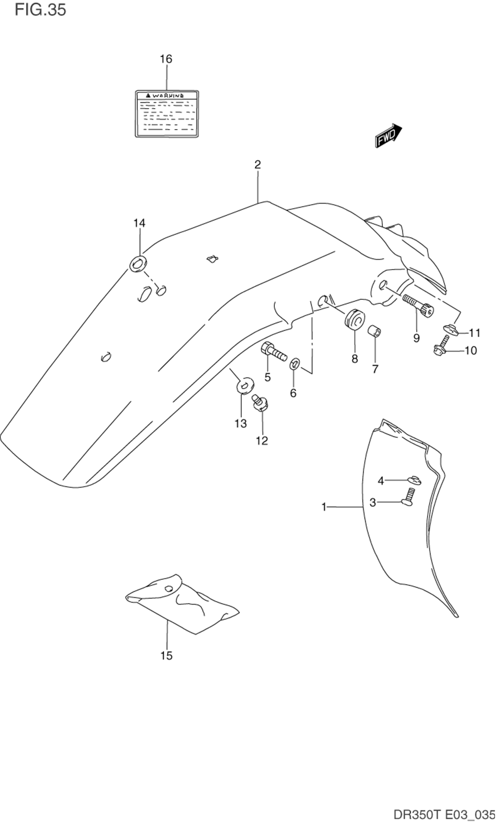 Rear fender - label (model l_m_n_p)