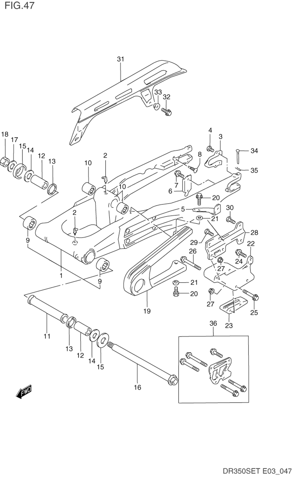 Rear swinging arm (model l_m_n_p)