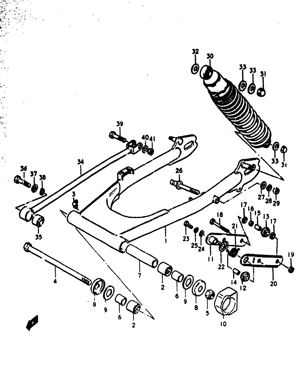 Rear swinging arm