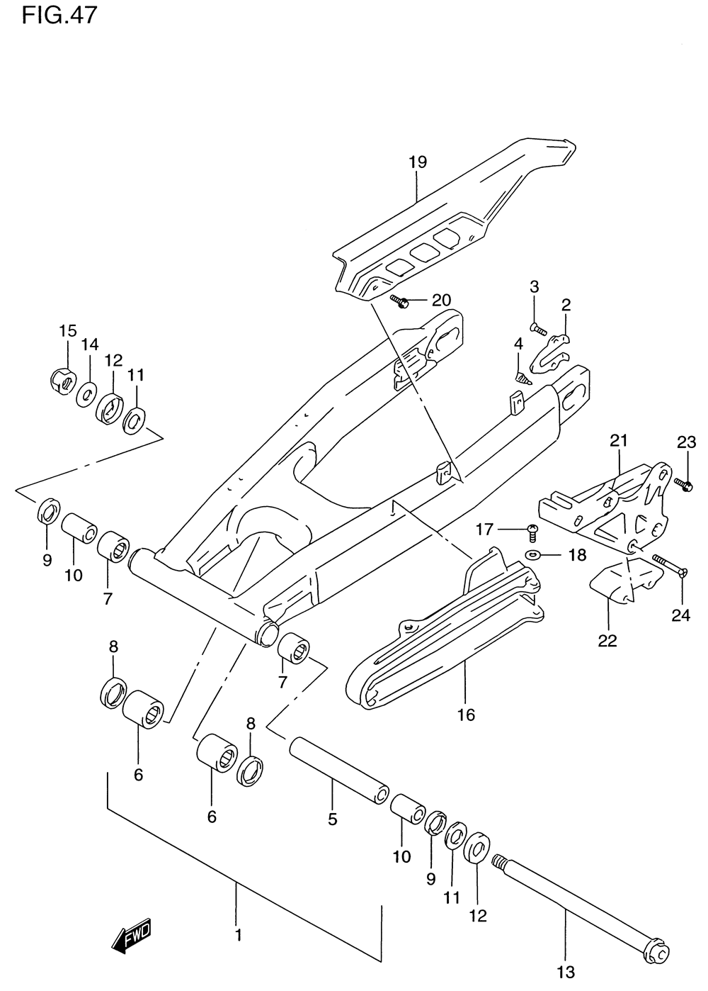 Rear swinging arm