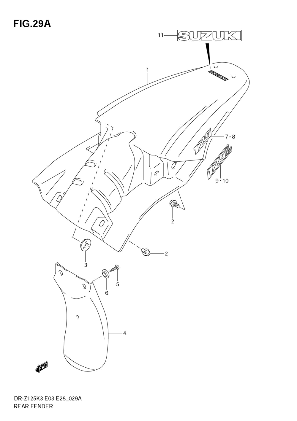 Rear fender (model k4_k5_k6)