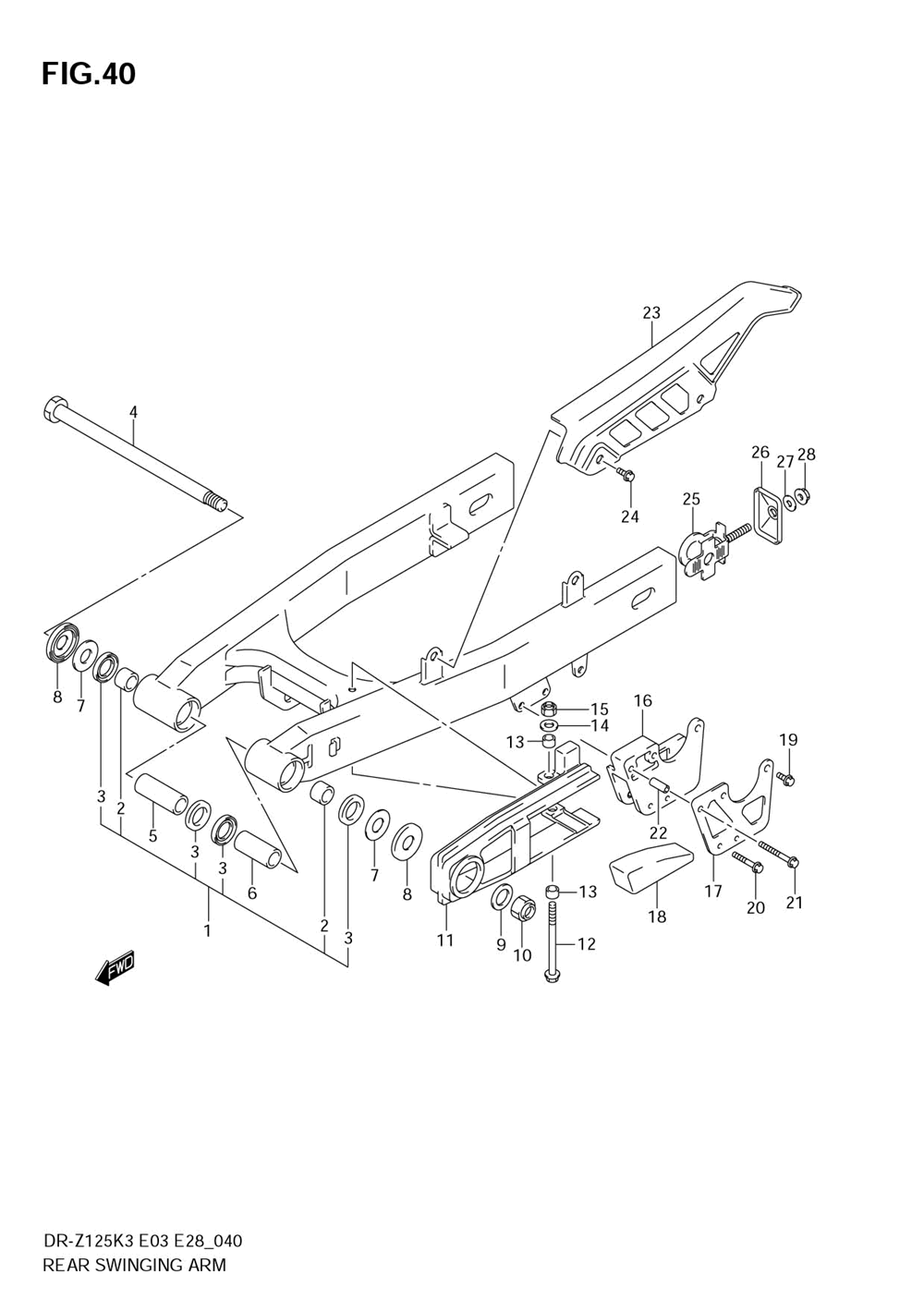 Rear swinging arm