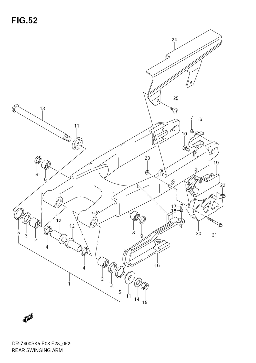 Rear swinging arm