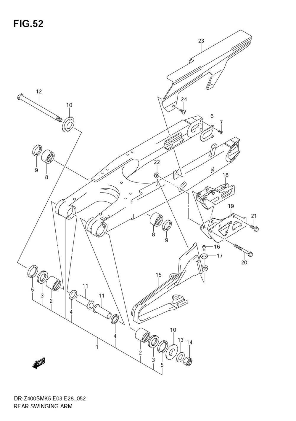 Rear swinging arm