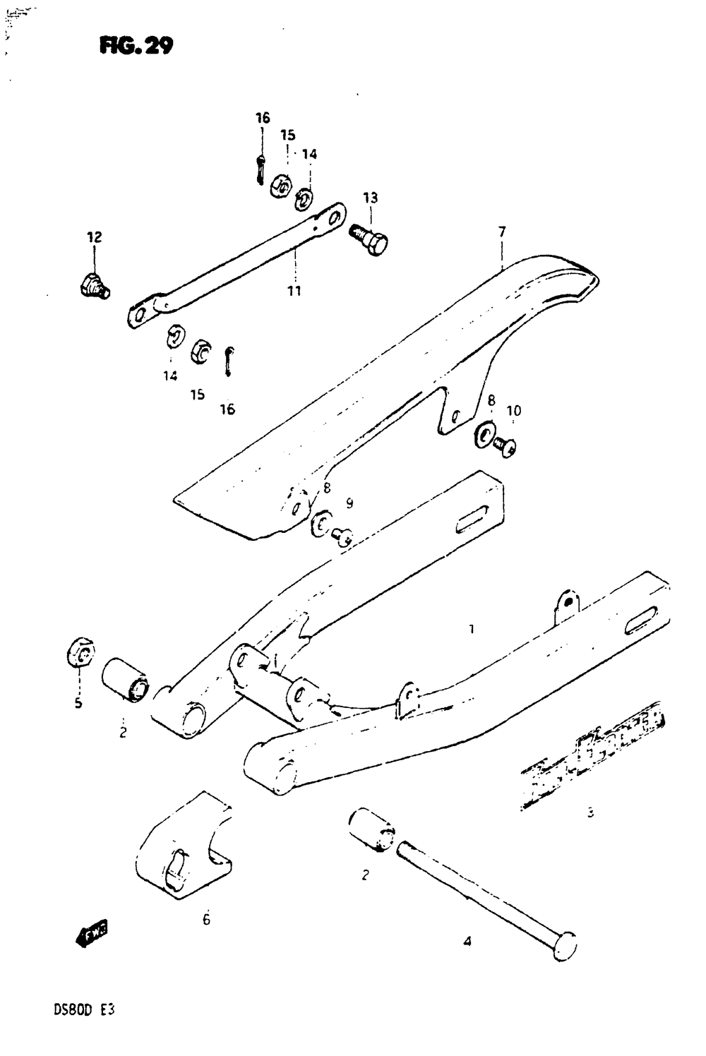 Rear swinging arm