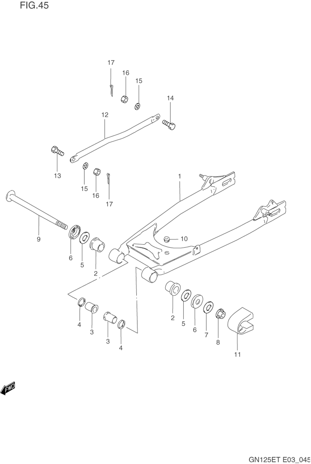 Rear swinging arm