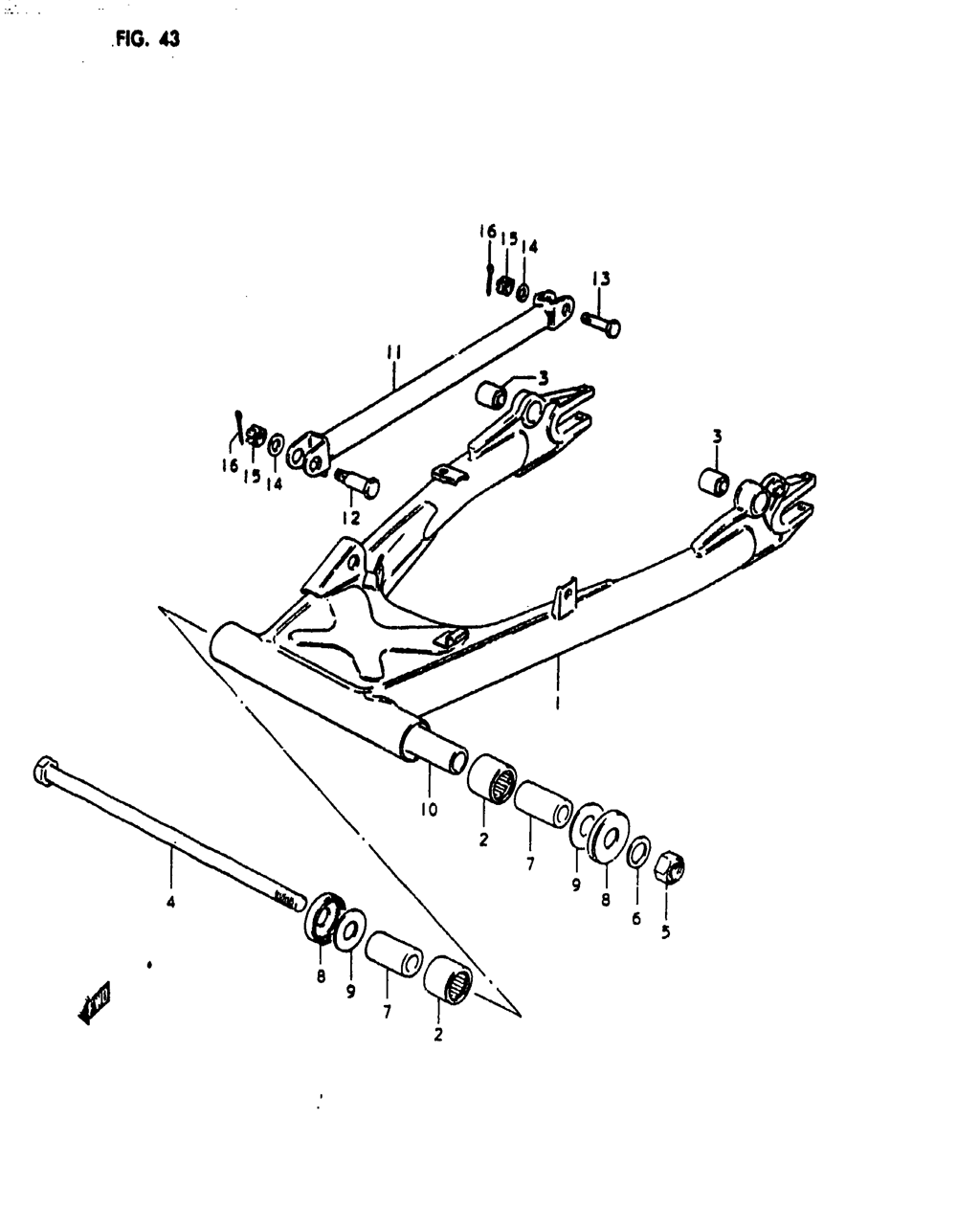 Rear swinging arm