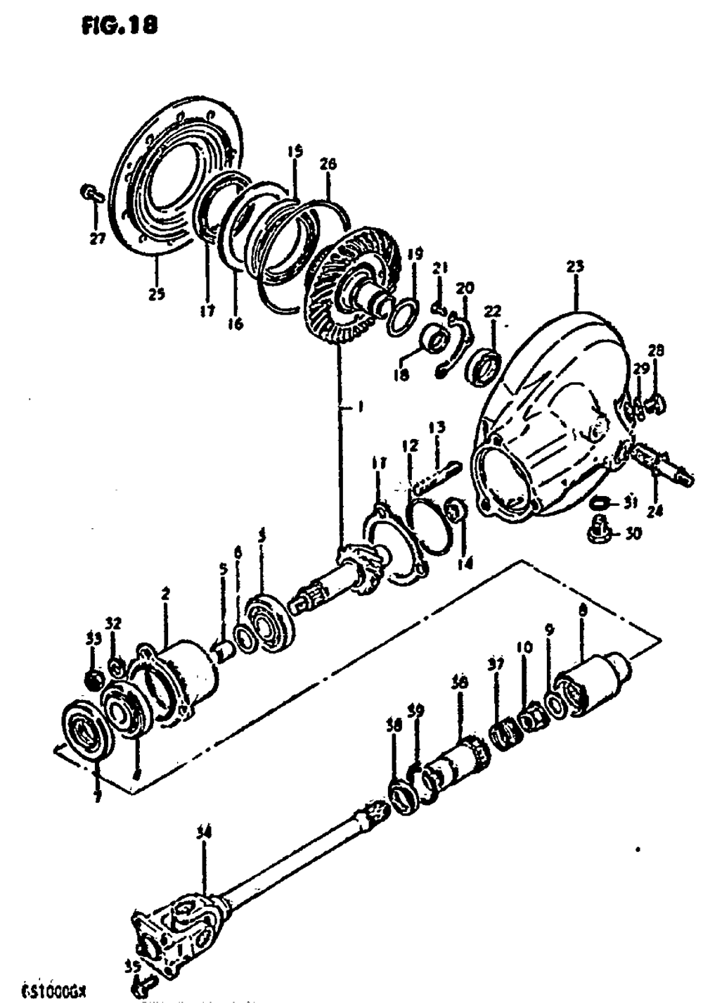 Propeller shaft-final drive gear