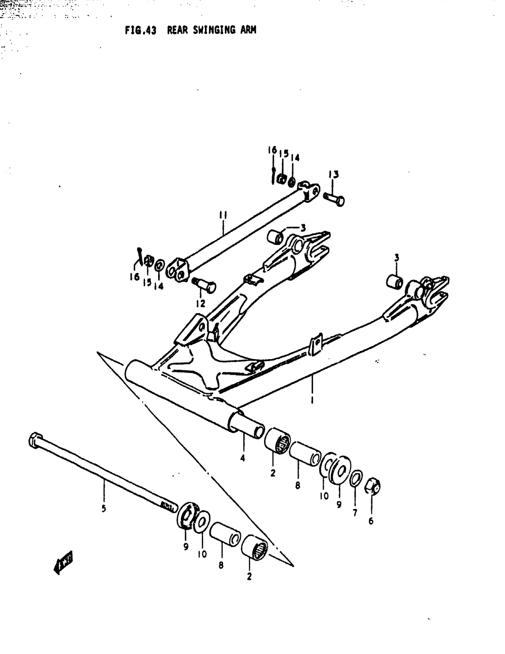 Rear swinging arm