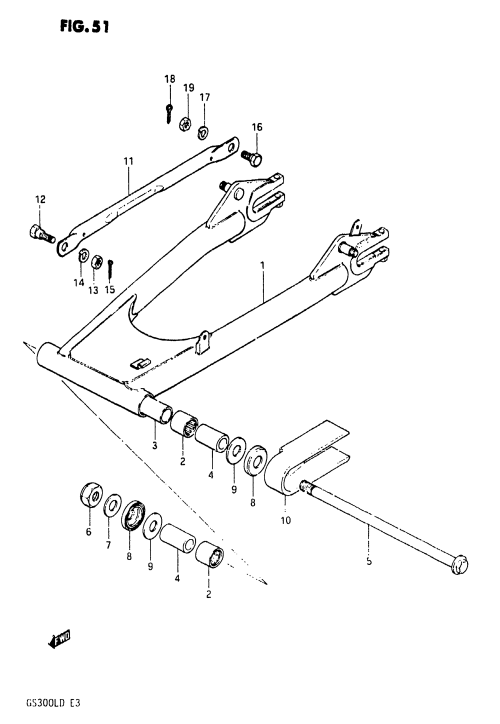 Rear swinging arm