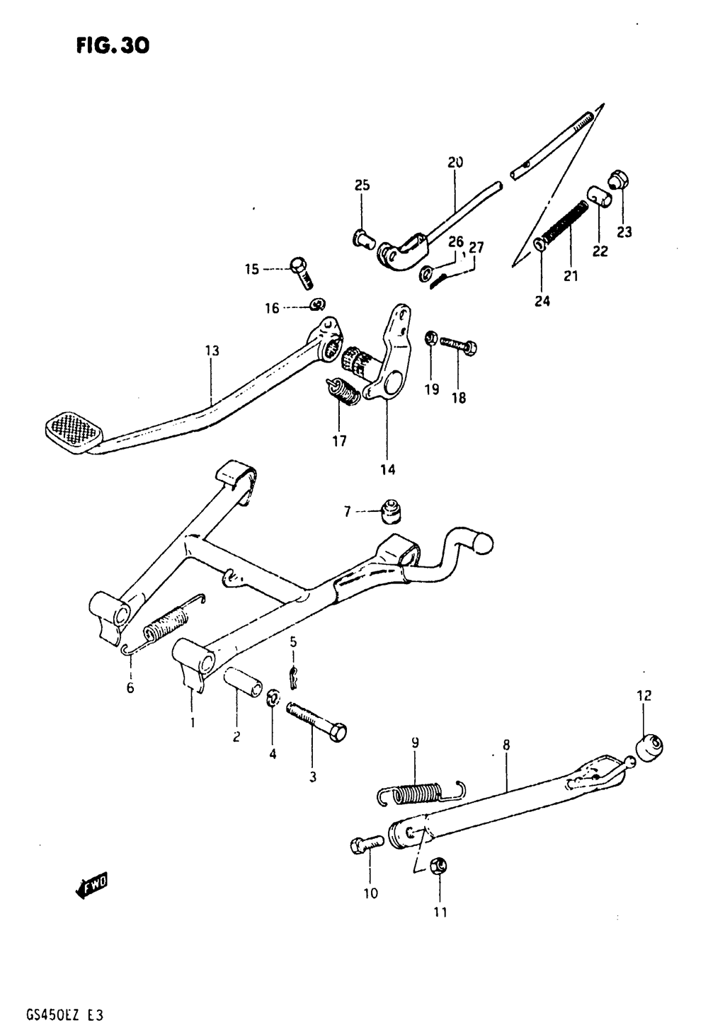 Stand - rear brake