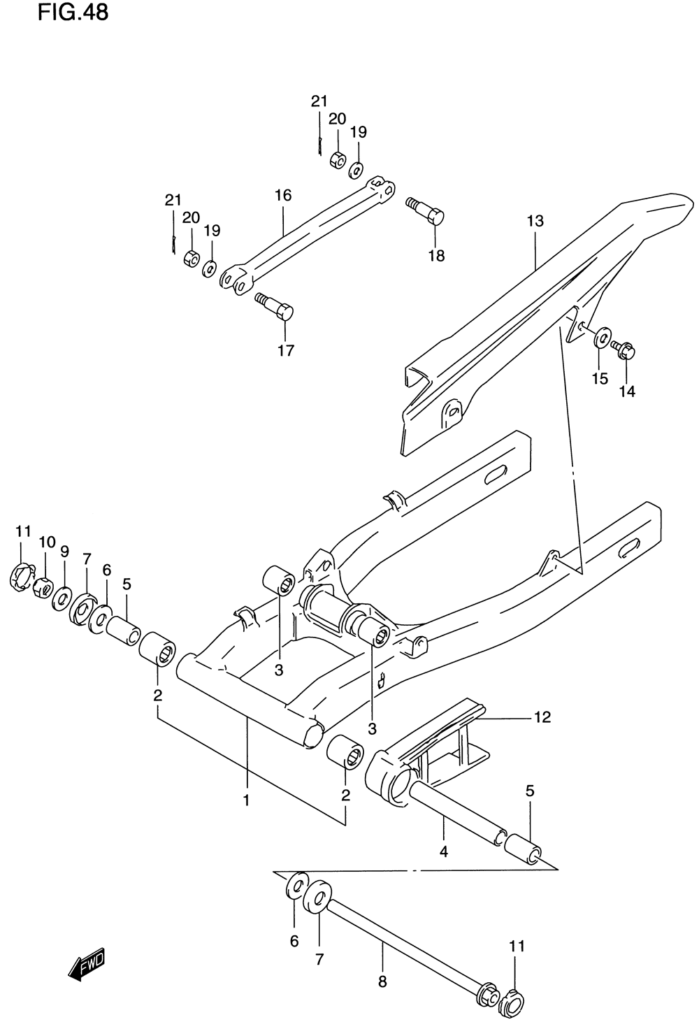 Rear swinging arm