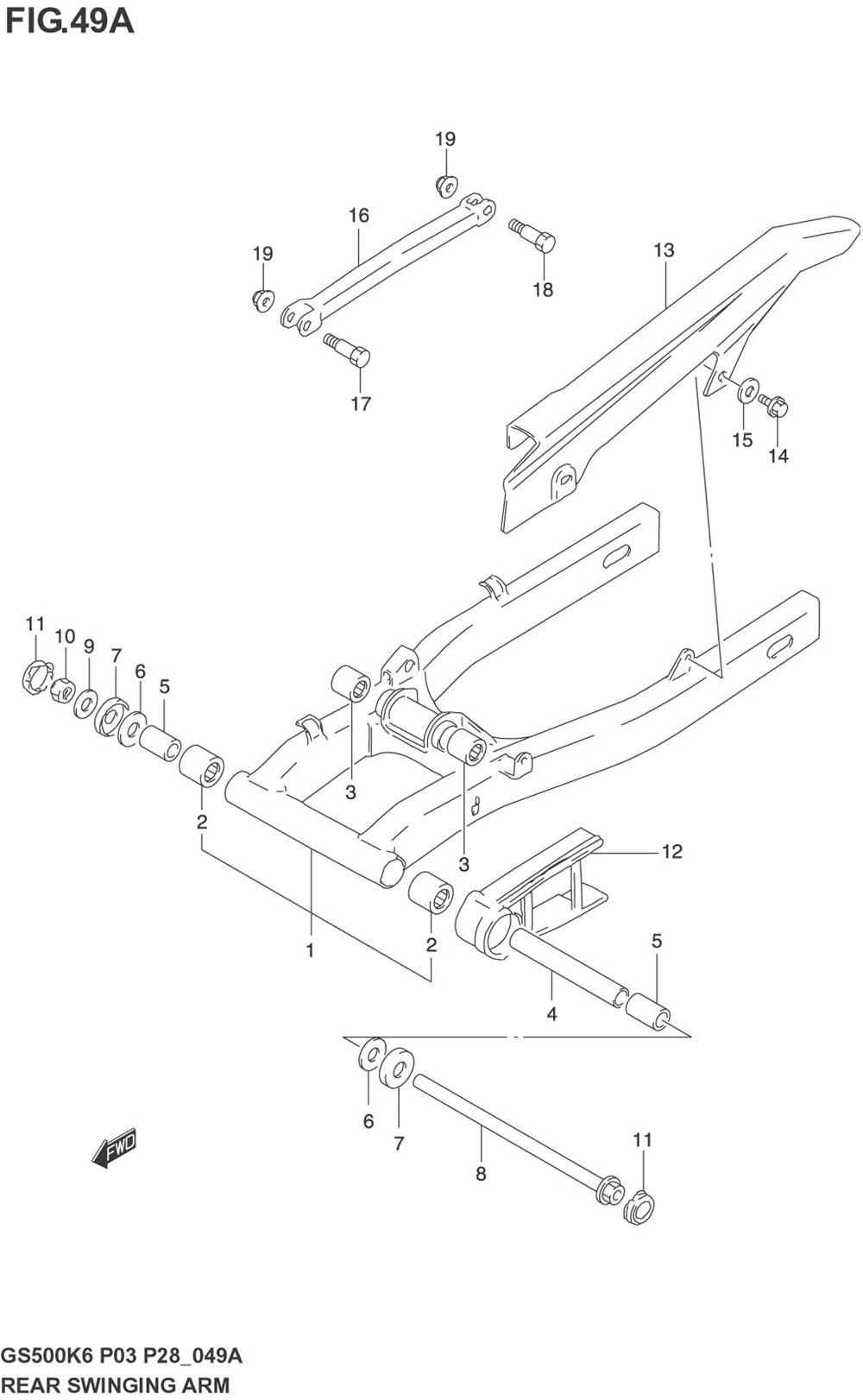 Rear swinging arm (model k4_k5_k6)
