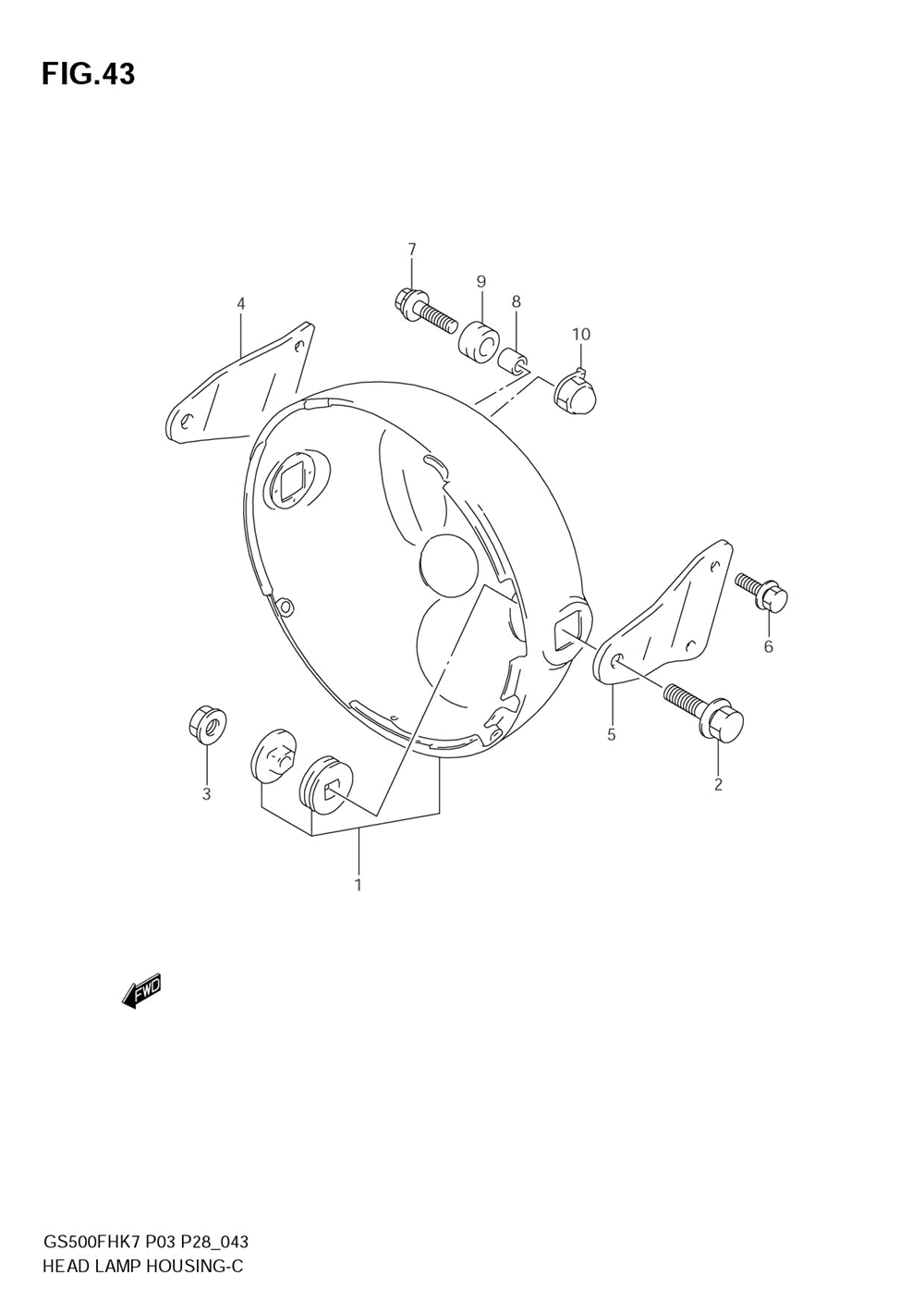 Headlamp housing (without cowling)