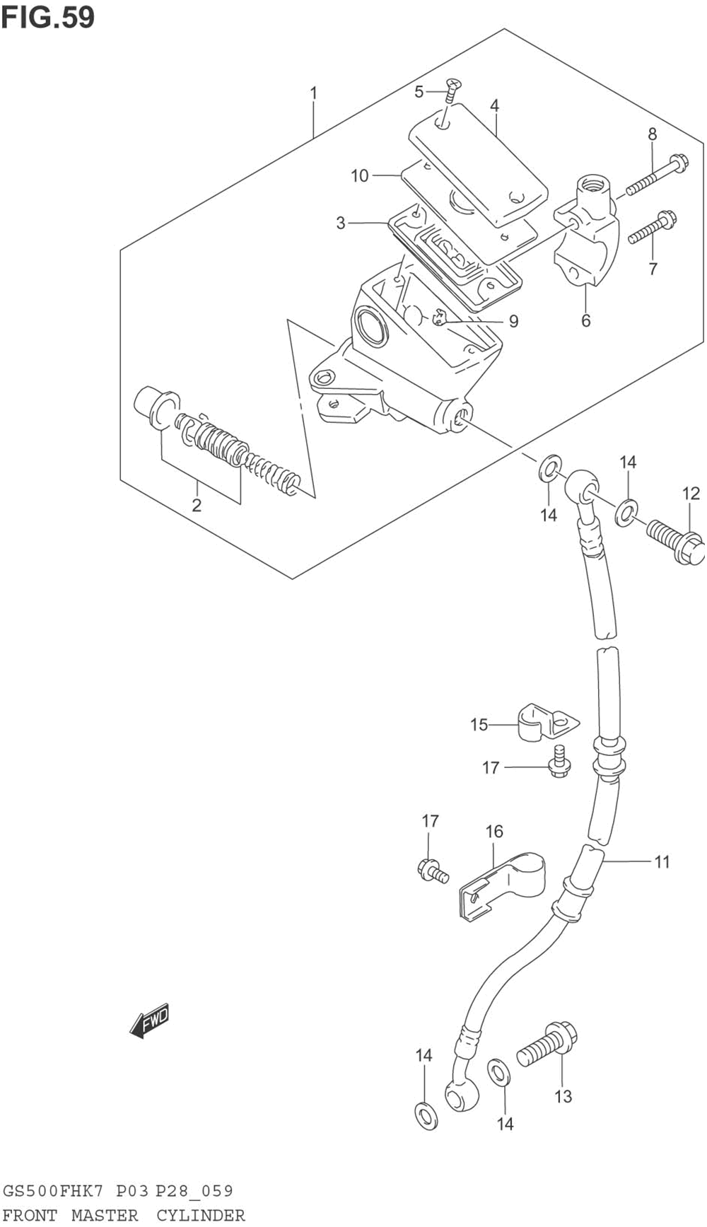 Front master cylinder (gs500h e28)