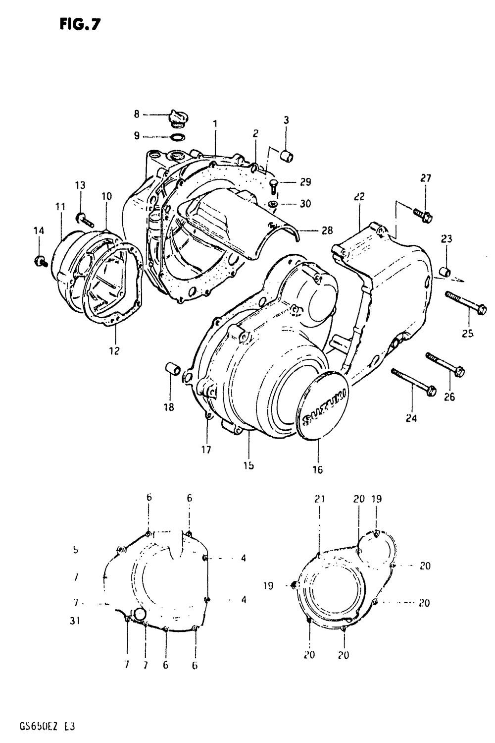 Crankcase cover (e.no.103837~)