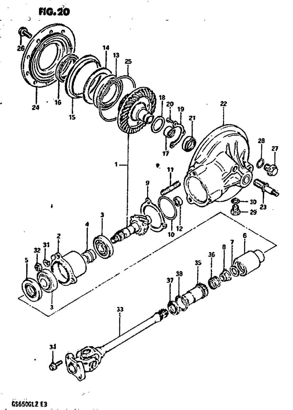 Propeller shaft-final drive gear
